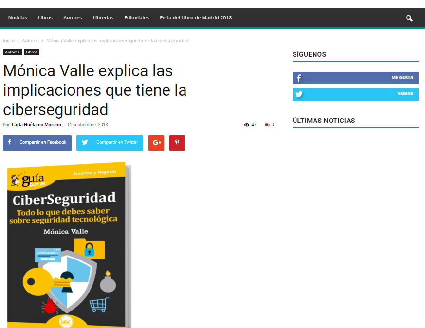 Casa de Letras, medio especializado en el mundo del libro, habla sobre el GuíaBurros: Ciberseguridad